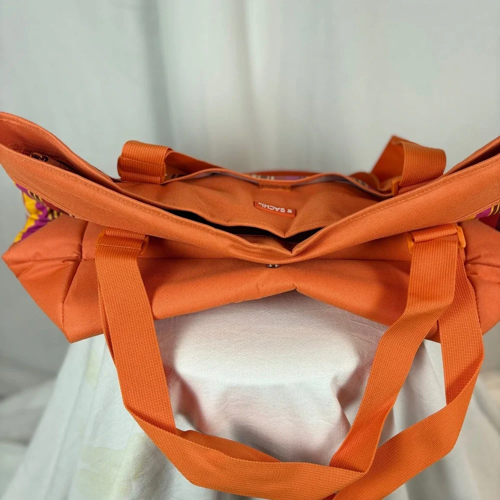Sachi Orange Striped Insulated‎ Big Tote Bag Cooler Bag